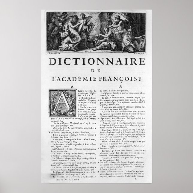 Frontispiece for the French Academy dictionary Poster (Front)