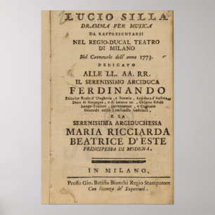 Frontispiece from Mozart's 'Lucio Silla' Poster