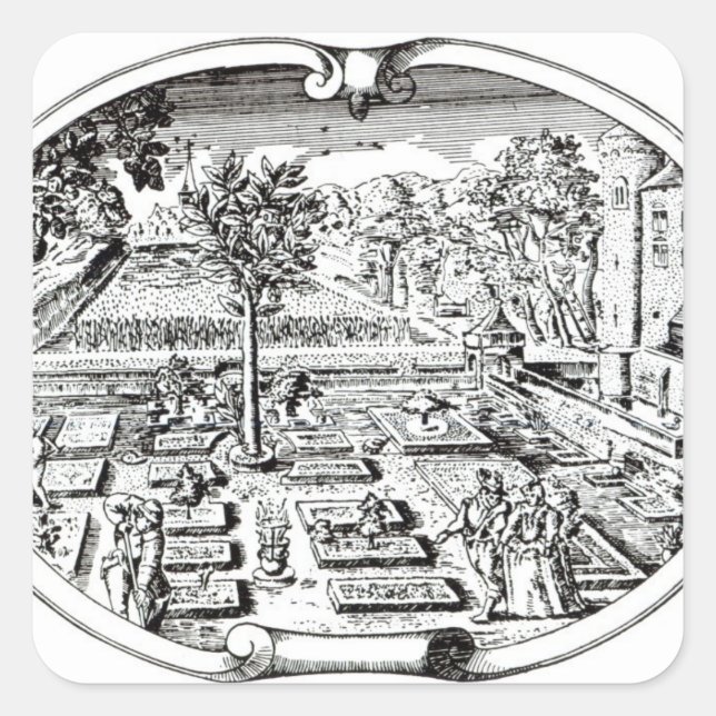 Frontispiece, from 'The Herball', by John Gerard ( Square Sticker (Front)