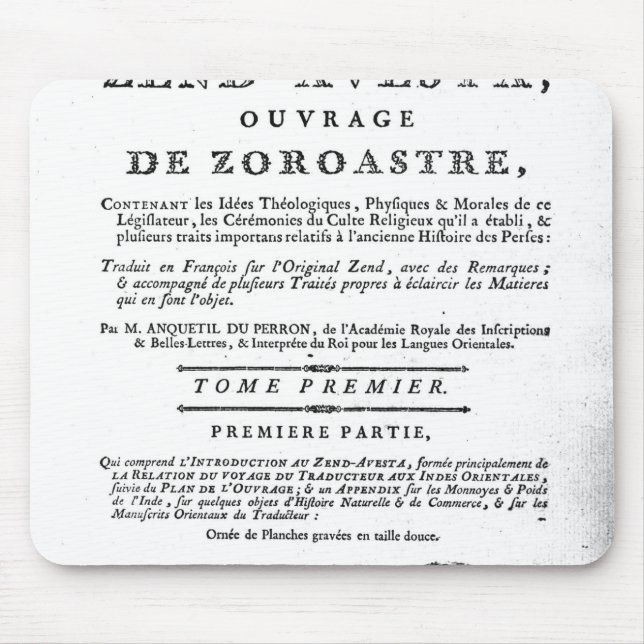 Frontispiece of an edition of the 'Zend Mouse Mat (Front)
