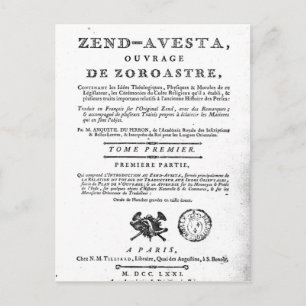 Frontispiece of an edition of the 'Zend Postcard