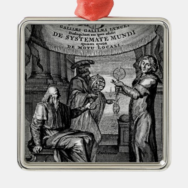 Frontispiece of 'Dialogus De Systemate Mundi' Metal Tree Decoration (Front)
