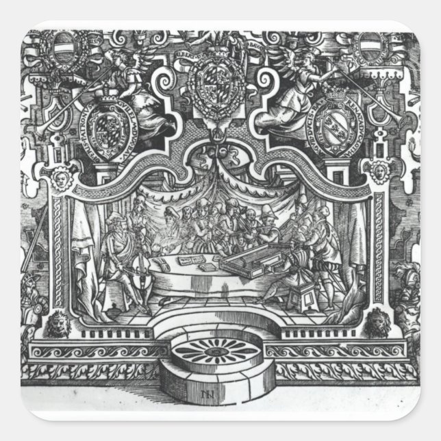 Frontispiece of 'Messes' by Roland de Lassus Square Sticker (Front)