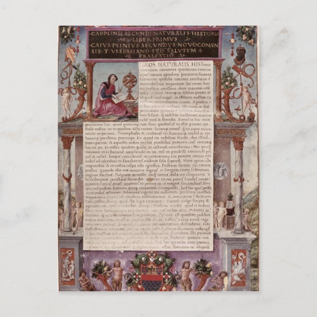 Frontispiece to Book I showing a page of text Postcard (Front)