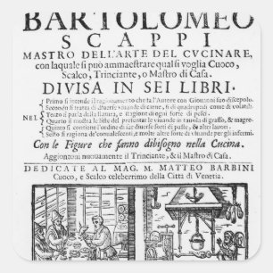 Frontispiece to cook book of Bartolomeo Scappi Square Sticker