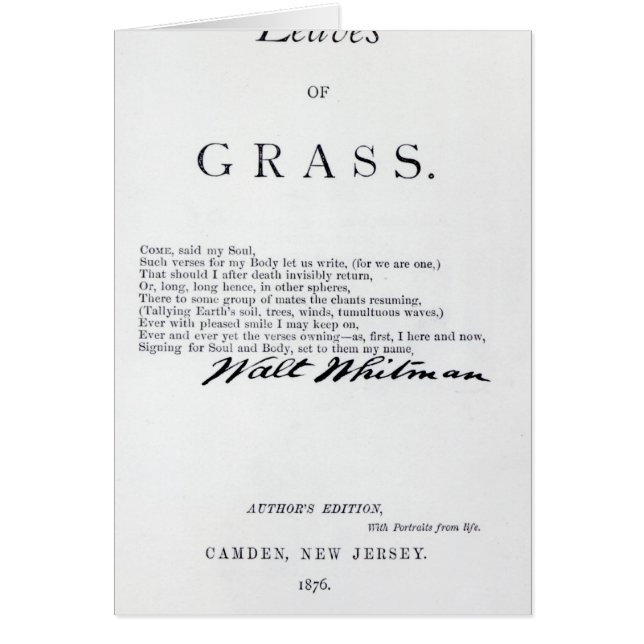 Frontispiece to 'Leaves of Grass' (Front)