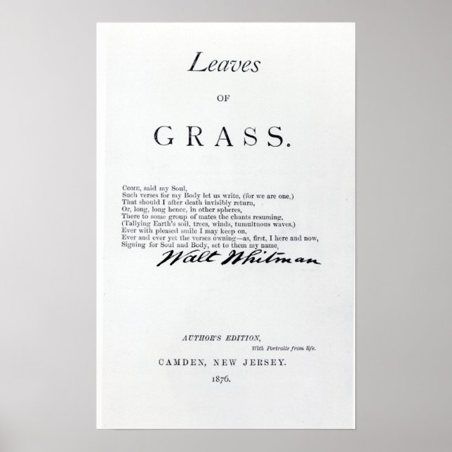 Frontispiece to 'Leaves of Grass' Poster (Front)