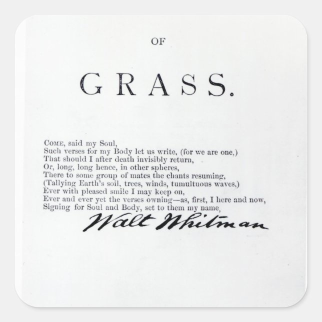 Frontispiece to 'Leaves of Grass' Square Sticker (Front)