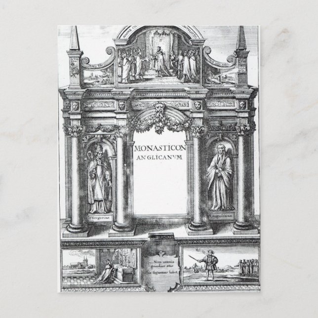 Frontispiece to 'Monasticon Anglicanum' Postcard (Front)