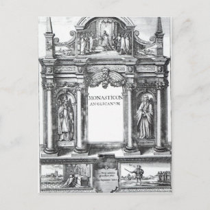 Frontispiece to 'Monasticon Anglicanum' Postcard