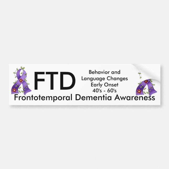 Frontotemporal Dementia Purple Ribbon Bump. Sticke Bumper Sticker (Front)