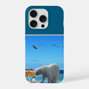 Frost and Fur: A Polar Bear Meets a Fox Terrier iPhone 15 Pro Case