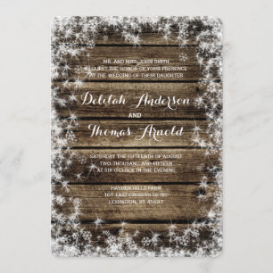Frost Bite Barn Wood Winter Wedding Invitation