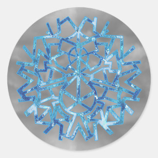 Frost Blue Snowman Snowflake Classic Round Sticker
