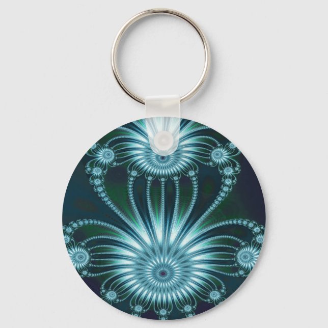 Frost Cool Abstract Fine Art Fractal Key Ring (Front)
