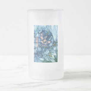 Frost Fairy Girl's View of a Sapphire Winter Frosted Glass Beer Mug