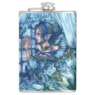 Frost Fairy Girl's View of a Sapphire Winter Hip Flask