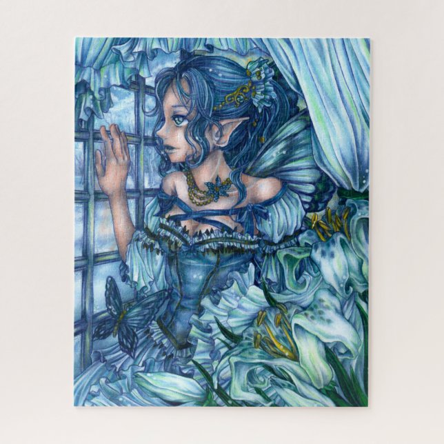 Frost Fairy Girl's View of a Sapphire Winter Jigsaw Puzzle (Vertical)