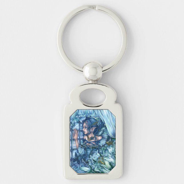 Frost Fairy Girl's View of a Sapphire Winter Key Ring (Front)