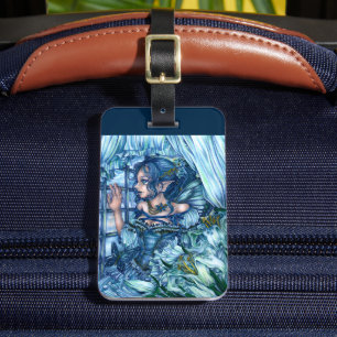 Frost Fairy Girl's View of a Sapphire Winter Luggage Tag