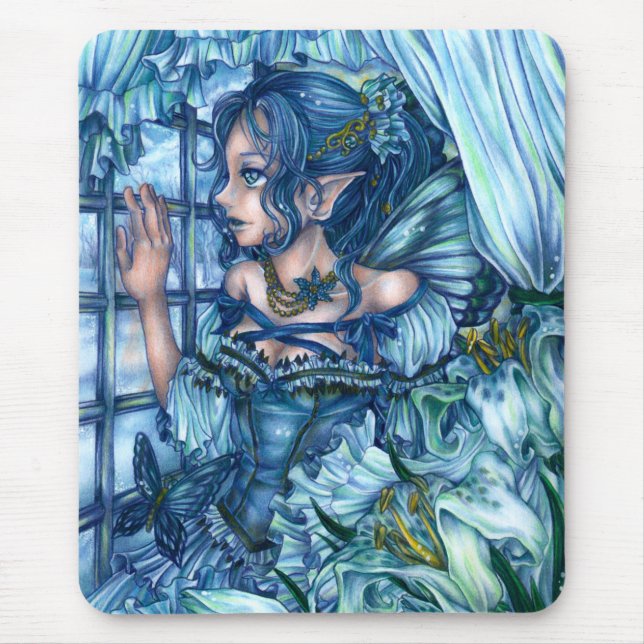 Frost Fairy Girl's View of a Sapphire Winter Mouse Mat (Front)