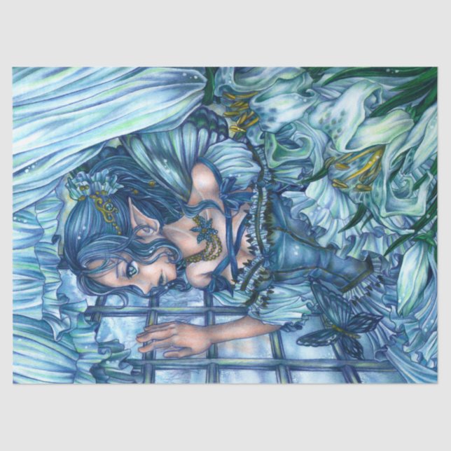 Frost Fairy Girl's View of a Sapphire Winter Tissue Paper (Front)