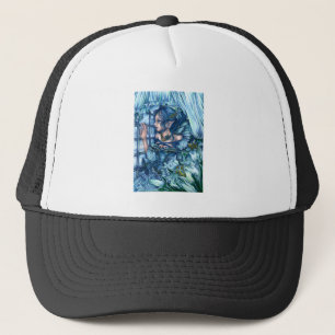 Frost Fairy Girl's View of a Sapphire Winter Trucker Hat