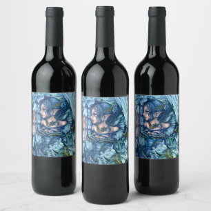 Frost Fairy Girl's View of a Sapphire Winter Wine Label