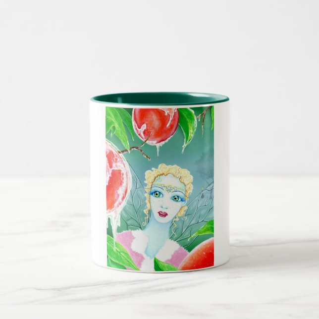 Frost Fairy in the Peach Orchard Two-Tone Coffee Mug (Center)