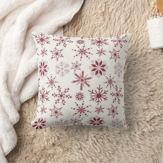 Frost & Flourish Snowflakes – Crimson Cushion