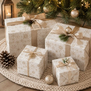 Frost & Flourish Snowflakes – Linen Wrapping Paper Sheet