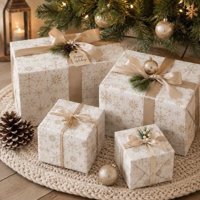 Frost & Flourish Snowflakes – Linen Wrapping Paper Sheet (Wrap the season beautifully with an elegant, timeless snowflake pattern wrapping paper.)