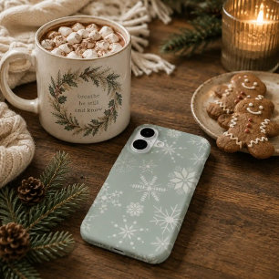 Frost & Flourish Snowflakes – Pale Eucalyptus iPhone 16 Plus Case