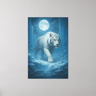 Frost King White Tiger – Majestic Icy Guardian Wa Canvas Print