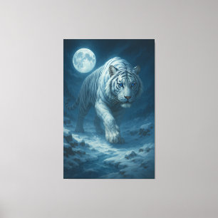 Frost King White Tiger – Majestic Icy Guardian Wal Canvas Print