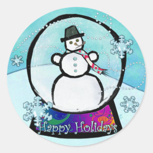 Frost Man Snow Globe Folk Art Classic Round Sticker