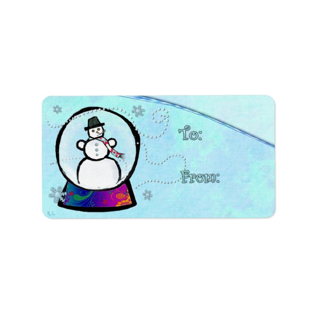 Frost Man Snow Globe Folk Art GIFT Label (Front)