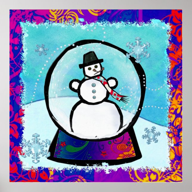 Frost Man Snow Globe Folk Art Poster (Front)