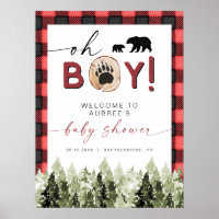 FROST Red Flannel Pine Bear Baby Shower Welcome