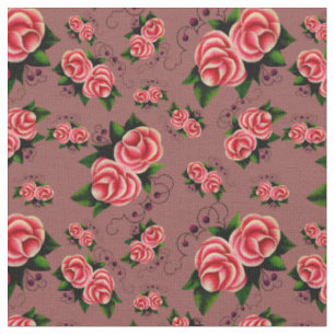 Frost Rosen, Pink rose, folk rose 3 zazzle maroon Fabric