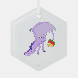 Frost the Purple Ice Dragon Fantasy Holiday Glass Tree Decoration