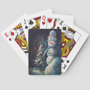 FROST THE SNOWMAN ON A DARK WINTER NIGHT PLAYING CARDS