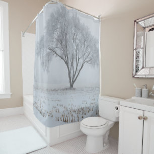 Frost Upon a Lonely Tree Shower Curtain