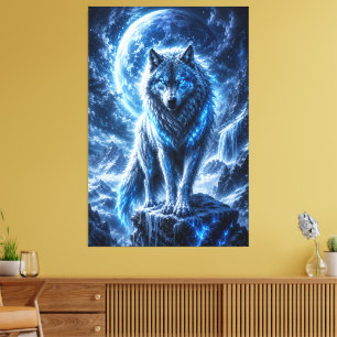 Frost Wolf Moon Fantasy Canvas Print