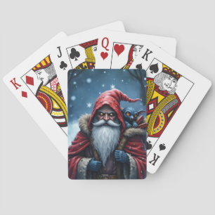 Frostbite Santa & His Mischief Elf. Playing Cards