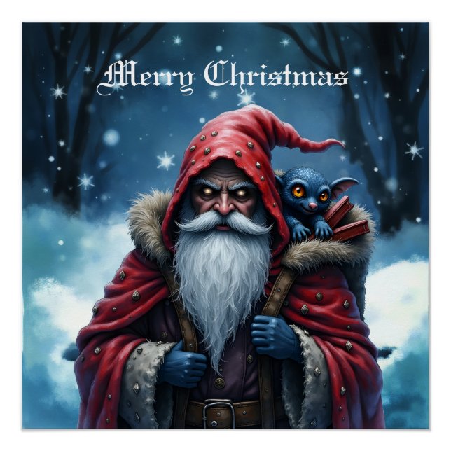 Frostbite Santa & His Mischief Elf. Poster (Front)