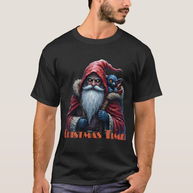Frostbite Santa & His Mischief Elf. T-Shirt (Front)