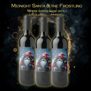 Frostbite Santa & His Mischief Elf. Wine Label