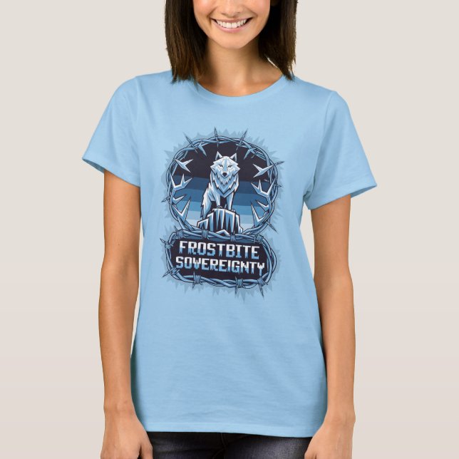 Frostbite Sovereignty Ice Wolf Arctic Ruler Art T-Shirt (Front)