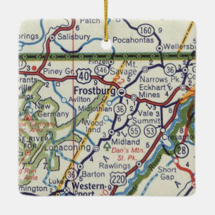 Frostburg MD Vintage Map Ceramic Ornament